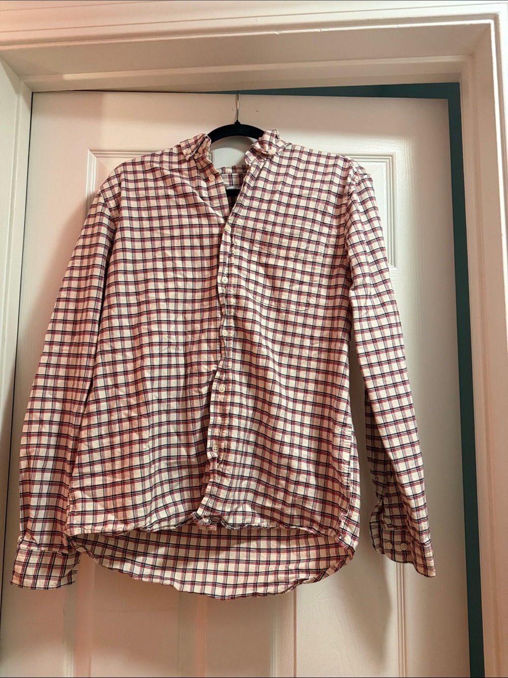 Zara Men's Red and White Checked Button-Down Shirt 🍓🍓🍓🥥🥥🥥